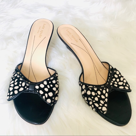 Kate Spade Polka Dot Bow Mules, Kitten Heel - Picture 2 of 11